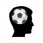 Silhouette of a Mans Head with a Football